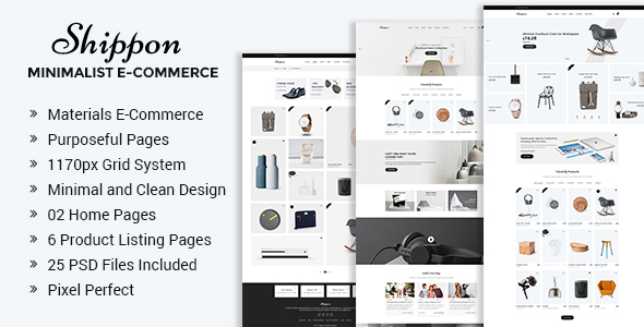 Shippon | Minimalist eCommerce PSD Template