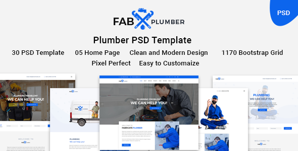 Fab Plumber- Plumber psd Template.