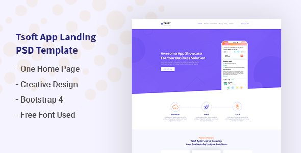 tSoft - App Landing Page PSD Template