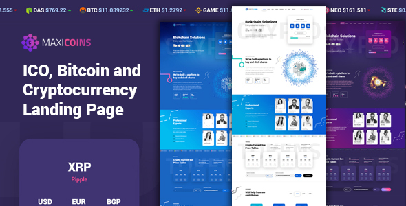 MaxiCoins - ICO Landing PSD Template