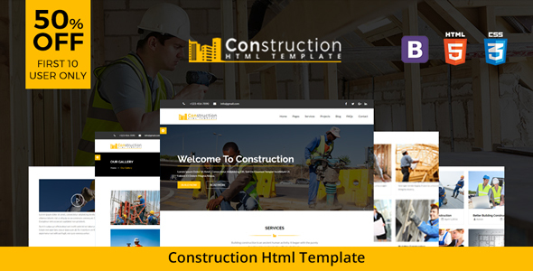 The Construction - Responsive HTML5 Template for Construction and Renovation listing image