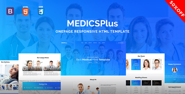 Product preview supplied for Medicsplus - Onepage Responsive Html Template