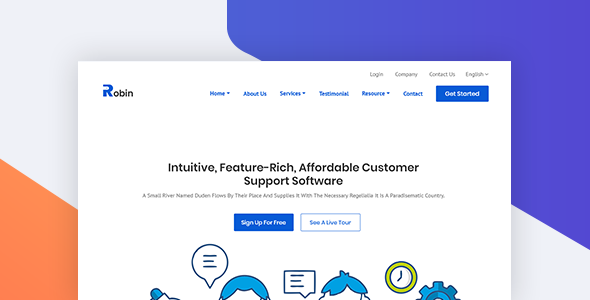 Customer Support Software HTML Landing Page - Robin listing image