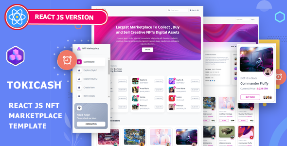 Tokicash - React NFT Marketplace Template listing image