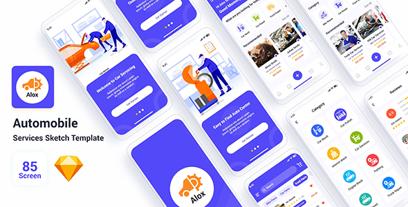Alox - Automobile Services Sketch Template