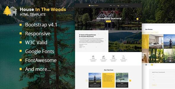 Preview image for House In The Wood - Tourism and Entertainment HTML Template