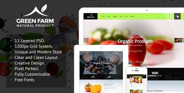 Product preview supplied for Green Farm – PSD Template