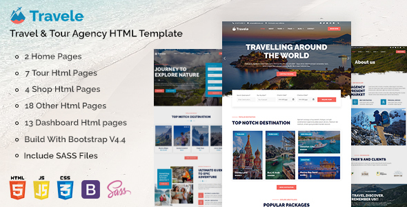 Preview image for Travele – Travel & Tour Agency HTML Template