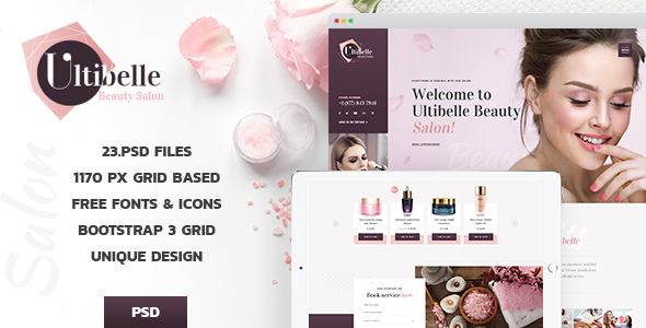 Ultibelle -  Beauty Salon, Hairdresser & Nail Center PSD Template