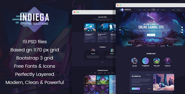 Indiega - Gaming PSD Template