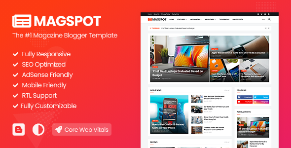 Preview image for Magspot - Professional News & Magazine Blogger Template