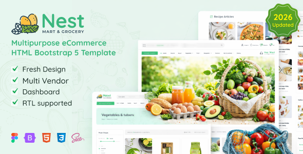 Nest - Multipurpose eCommerce HTML Template + RTL + Dashboard listing image