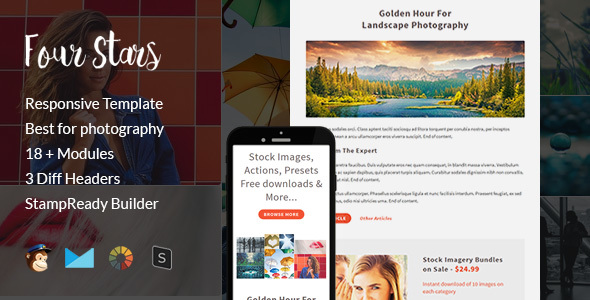 Four Stars - Creative Responsive Email Template + Stampready Builder