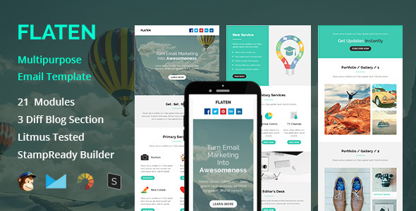 Flaten - Multipurpose Responsive Email Template + Stampready Builder