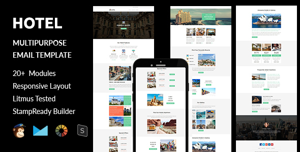 Hotel -  Responsive Email Template with Stampready Builder Online Access