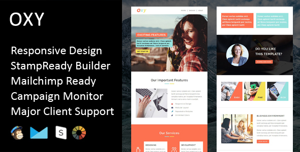 Product preview supplied for Oxy - Multipurpose Responsive Email Template + Stampready Builder