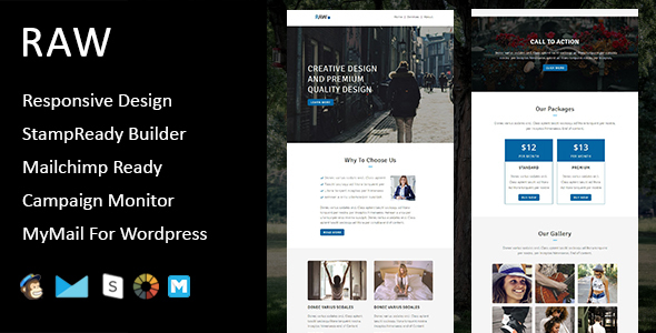 Raw - Multipurpose Responsive Email Template + Stampready Builder