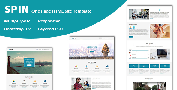 Spin - Multipurpose Responsive One page HTML Template product preview