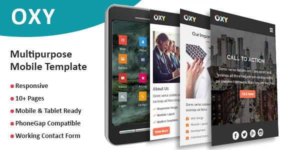 Preview image for Oxy - Multipurpose Responsive Mobile Template