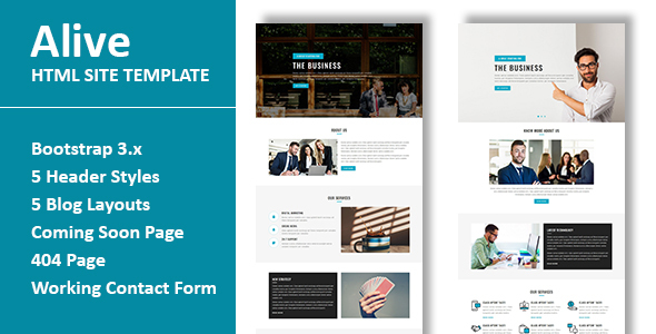 Product preview supplied for ALIVE - Multipurpose Responsive HTML Site Template