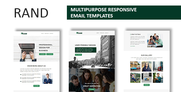 Product preview supplied for Rand - Multipurpose Responsive Email Template With Online StampReady Builder Access