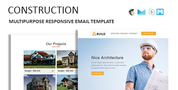 Preview image for Construction - Multipurpose Responsive Email Template With Online StampReady Builder Access
