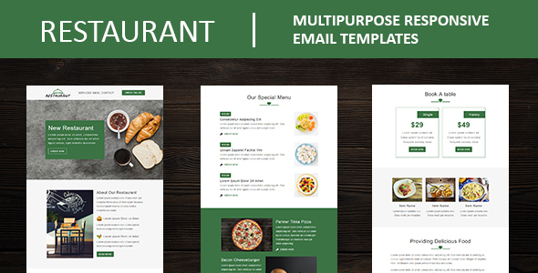 Restaurant - Multipurpose Responsive Email Template with Mailchimp Editor & Online StampReady Builde product preview