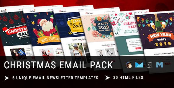 Christmas - New Year Responsive Email Template with Mailchimp Editor & Online StampReady Builder Acc listing image