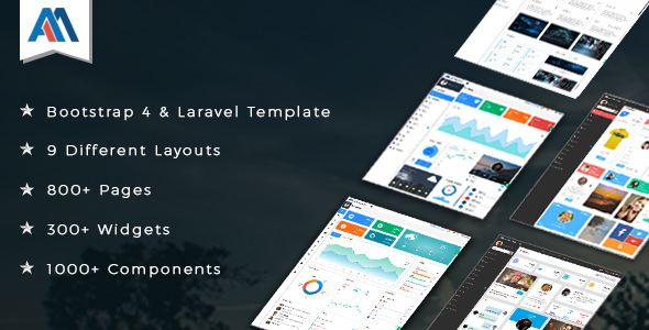 Product preview supplied for Admire - Bootstrap 4 Admin + Laravel Template