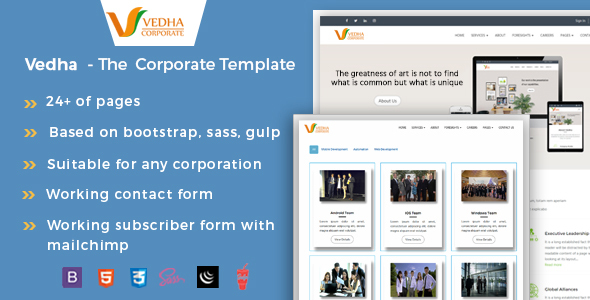 Preview image for Vedha - Corporate HTML template