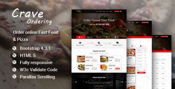 Crave Ordering – Order Online Fast Food & Pizza Template listing image