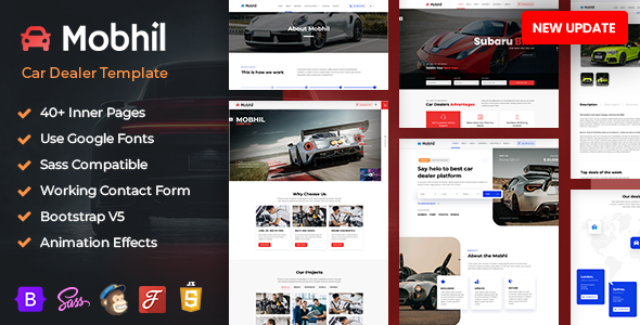 Mobhil - Car Dealer Bootstrap 5 HTML Template product preview
