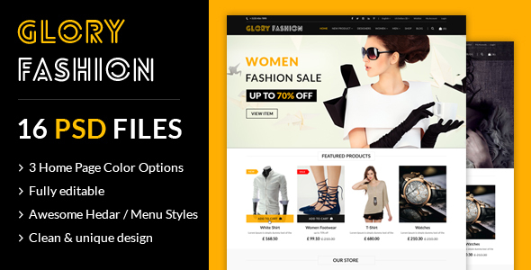 Glory Fashion eCommerce PSD Template product preview