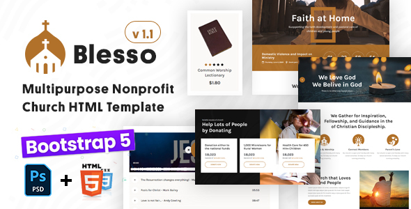 Blesso | Multipurpose Nonprofit Church HTML Template listing image