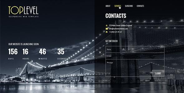 Product preview supplied for TopLevel - Responsive Countdown Landing Page