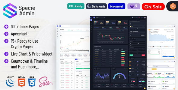 Specie - Cryptocurrency Admin Dashboard Template Bitcoin ICO Cards