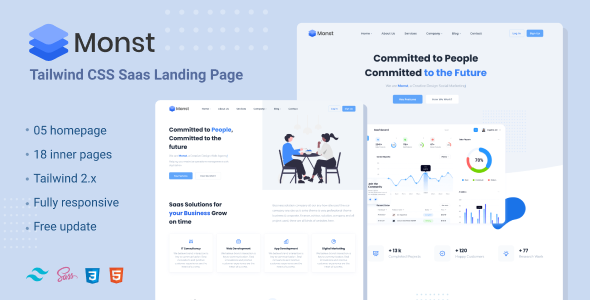 Monst - Tailwind Saas landing page product preview