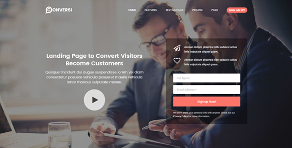 Preview image for Conversi Professional Conversion Landing Page