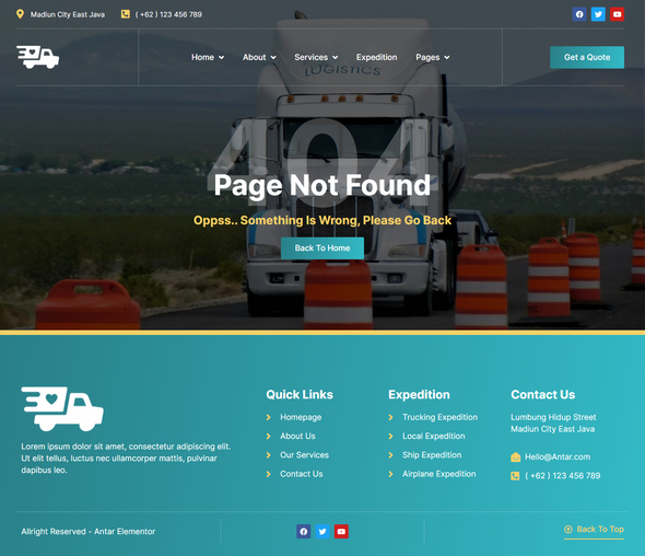 Antar - Transportation & Logistics Elementor Template Kit