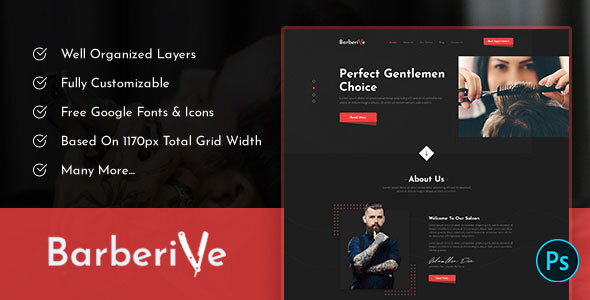 Barberive Barber PSD Template