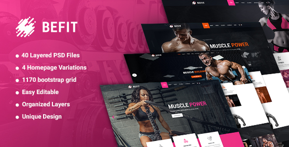 BeFit - Gym & Fitness PSD template