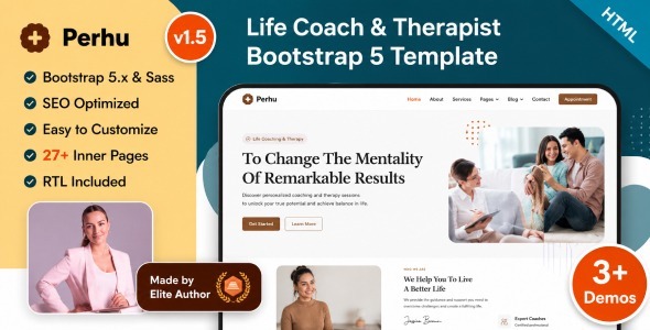 Perhu - Life Coach & Therapist Bootstrap 5 Template