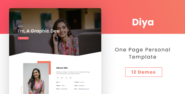 Diya - One Page Personal Template