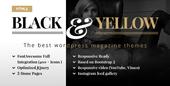 Black & Yellow HTML5 Magazine Template