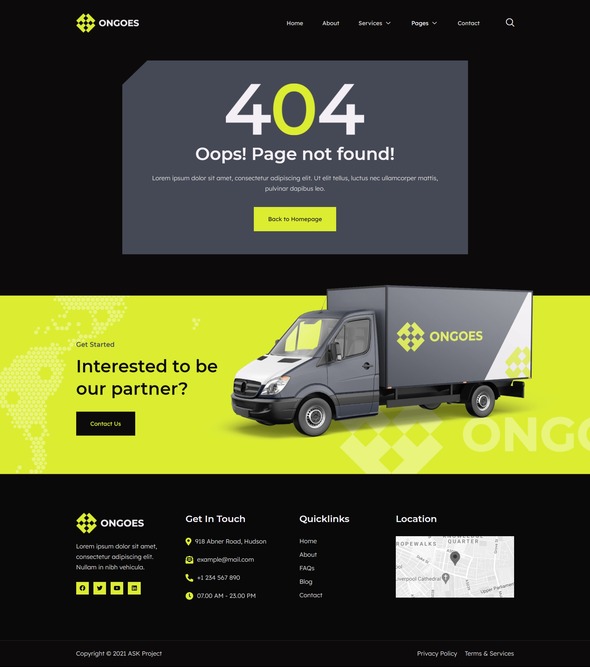 Ongoes - Shipping & Transport Company Elementor Template Kit