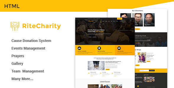 Rite Charity Donation | Nonprofit / Fundraising HTML Template