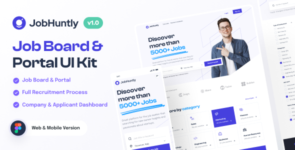 Jobhuntly - Job Board Portal UI Kit listing image