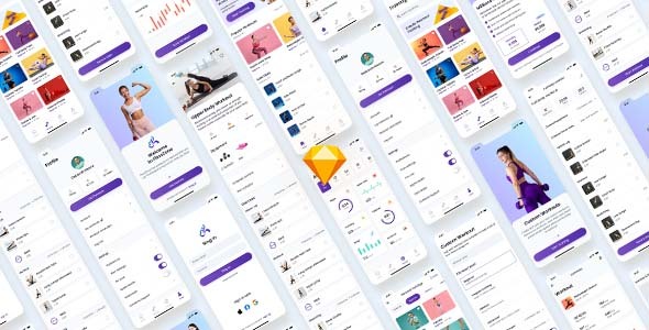 FitooZone – Fitness App UI Kit for Sketch