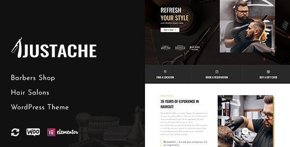 Justache - WordPress Theme for Barbers & Salons product preview