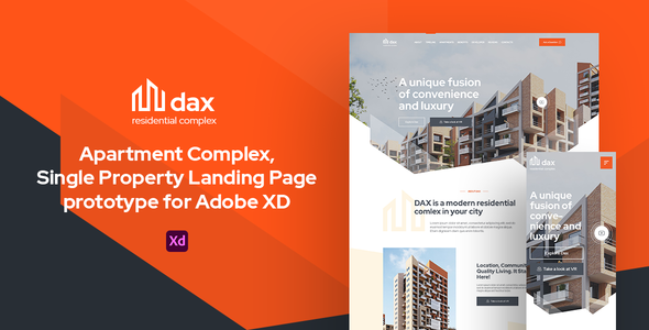 DAX - Apartment Complex Landing Page for Adobe XD product preview